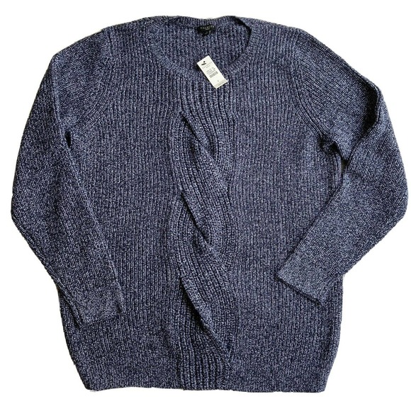 Talbots Sweaters - Talbots Woman Sz X Sweater Knotted Front Cable Knit Blue Plus Size Casual New 0X